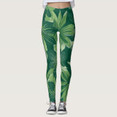Groene Botanische Leaf All-Over-Print Leggings (Voorkant)