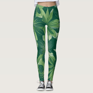 Groene Botanische Leaf All-Over-Print Leggings