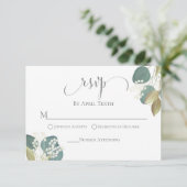 Groene Botanische Leave Wedding Reageer RSVP Kaartje (Staand voorkant)