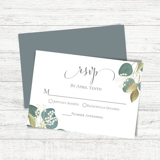 Groene Botanische Leave Wedding Reageer RSVP Kaartje