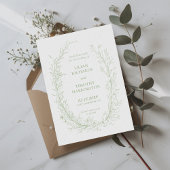 Groene Botanische Lijn Art Lijst Bruiloft Save The Date