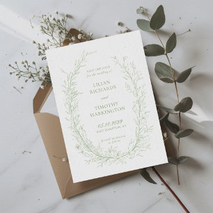 Groene Botanische Lijn Art Lijst Bruiloft Save The Date