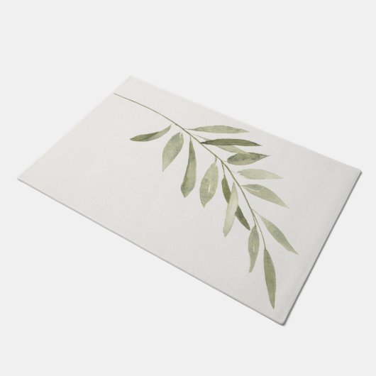 Groene Botanische Moderne Boho Salie Waterverf Bla Deurmat (Schuin)