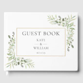 Groene Botanische Moderne Elegante Bruiloft Gastenboek (Voorkant)