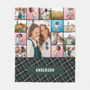 Groene botanische moderne minimale pampas 15 foto fleece deken