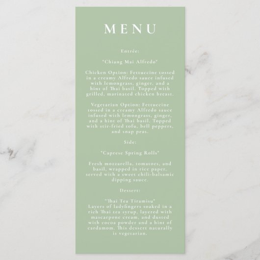 Groene Botanische Moderne Trouwmenu Menu (Voorkant)