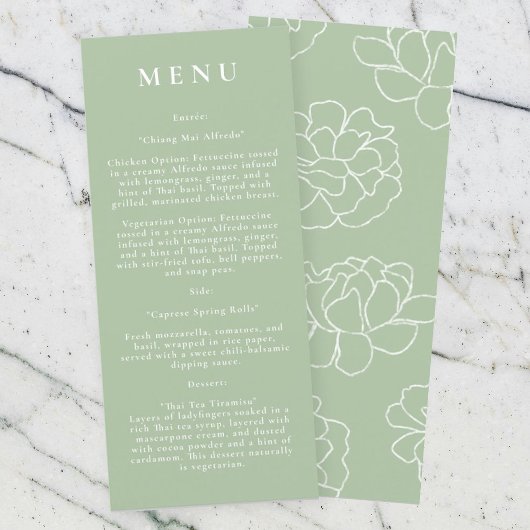 Groene Botanische Moderne Trouwmenu Menu