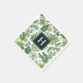 Groene Botanische Monogrammed Servet (Hoek)