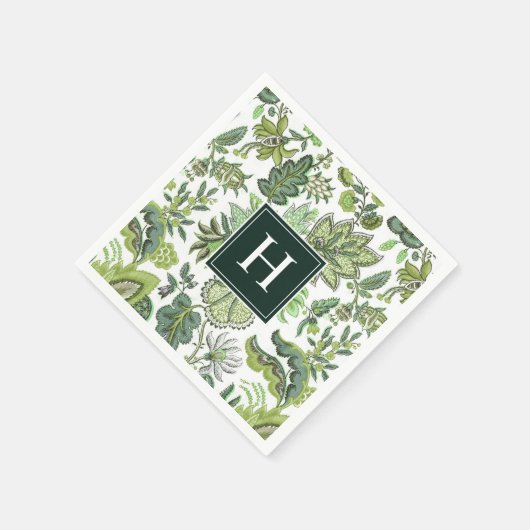 Groene  Botanische Monogrammed Servet (Hoek)