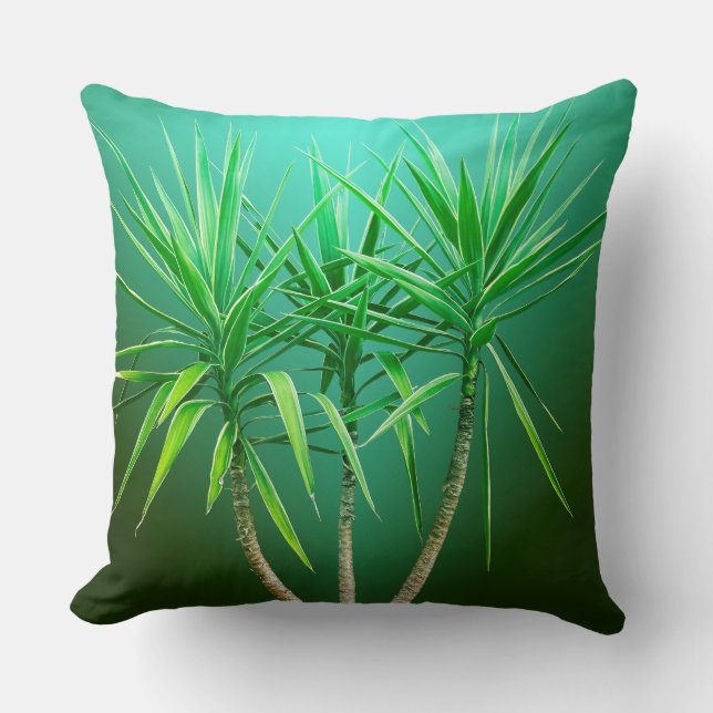 Groene botanische palmboomkussen kussen (Voorkant)