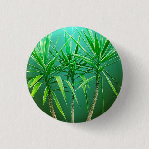 Groene botanische palmboomkussen ronde button 3,2 cm