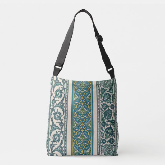 Groene Botanische  Perzisch Abstract Patroon Crossbody Tas (Voorkant)