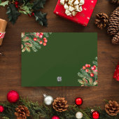 Groene Botanische Prettig Kerstmis Foto Feestdagenkaart