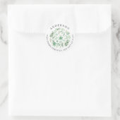 Groene botanische retouradres ronde sticker (Tas)