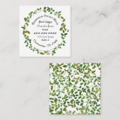 Groene botanische reuzenplein vierkante visitekaartje (Voorkant / Achterkant)