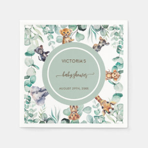 Groene Botanische Safari Dieren Baby Shower  Servet
