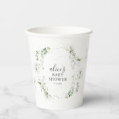 Groene Botanische Script Baby Shower Papieren Bekers (Voorkant)
