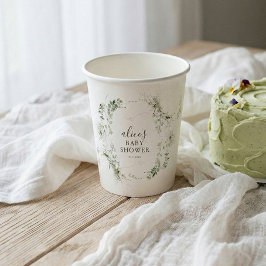 Groene Botanische Script Baby Shower Papieren Bekers
