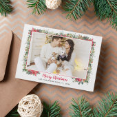 Groene botanische script foto Kerstmis  Feestdagenkaart