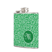 Groene botanische spiraal wijnstok Karakusa patroo Heupfles (Links)