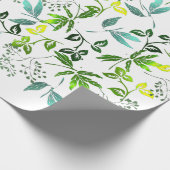 Groene botanische takjes cadeaupapier (Hoek)