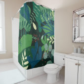 Groene botanische: tropische bladeren illustratie douchegordijn (In situ)