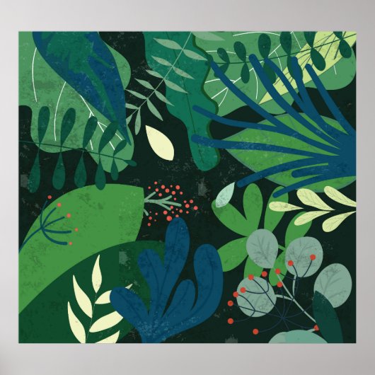 Groene botanische: tropische bladeren illustratie poster (Voorkant)