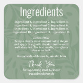 Groene Botanische Tropische bladeren Ingrediënten  Vierkante Sticker (Voorkant)
