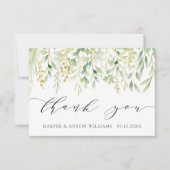 Groene Botanische Trouw met Bladeren Bedankkaart (Voorkant)