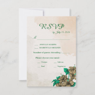Groene Botanische Trouw RSVP Kaart