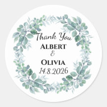 Groene botanische trouwfavoriete klassieke sticker
