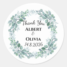 Groene botanische trouwfavoriete klassieke sticker