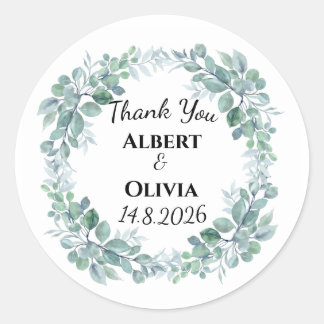 Groene botanische trouwfavoriete klassieke sticker