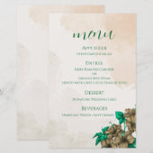 Groene Botanische Trouwmenu Kaart (Voorkant / Achterkant)