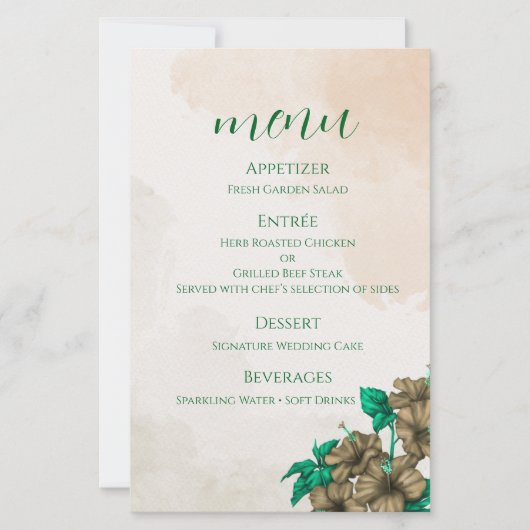 Groene Botanische Trouwmenu Kaart (Voorkant)
