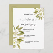 Groene botanische uitnodiging voor olijfgaarden (Voorkant / Achterkant)