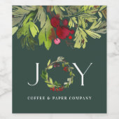 Groene botanische vreugde met zakelijke feestdag wijn etiket (Enkel label)