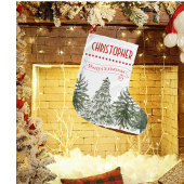 Groene Botanische Vrolijk Kerstfeest Gepersonalise Grote Kerstsok