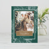 Groene botanische vrolijke kerstfoto feestdagenkaart (Staand voorkant)