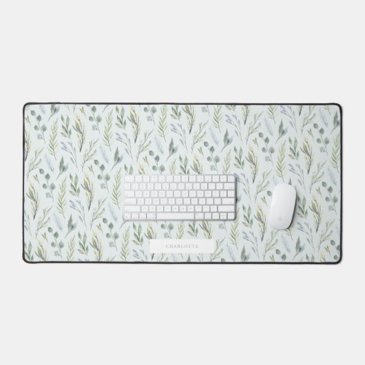 Groene botanische Waterverf bloemen Bureaumat (Keyboard & Muis)