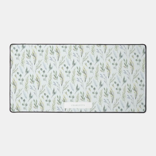 Groene botanische Waterverf bloemen Bureaumat (Voorkant)