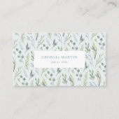 Groene Botanische Waterverf Floral Visitekaartje (Voorkant)