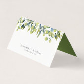 Groene botanische Waterverf Greenery Place Cards Kaart (Achterkant)