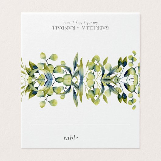 Groene botanische Waterverf Greenery Place Cards Kaart (Buitenkant ongevouwen)