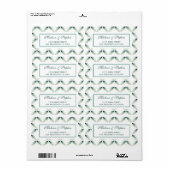 Groene Botanische Waterverf Patroon - Bruiloft Etiket (Full Sheet)