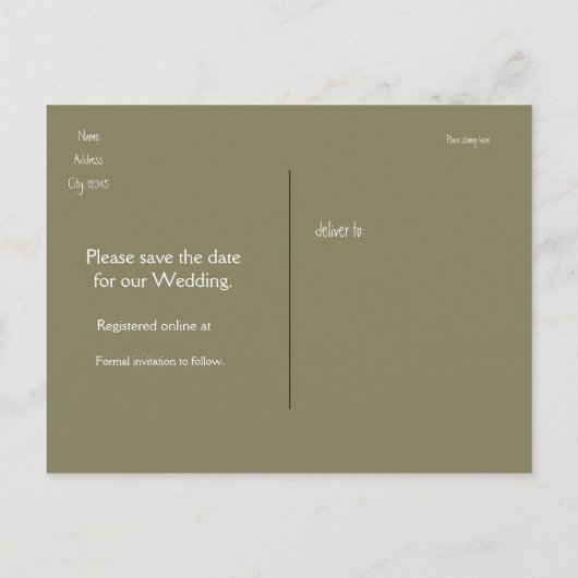 Groene botanische woudwedstrijd bespaart de datum aankondigingskaart (Achterkant)