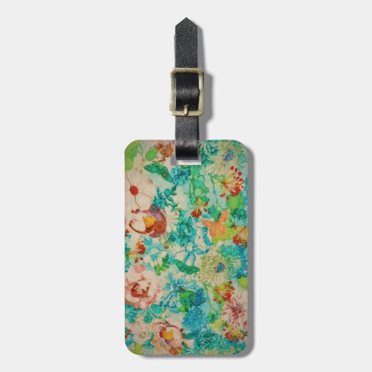 groene botanische zomertuin Rozen bloemen Bagagelabel (Voorkant verticaal)