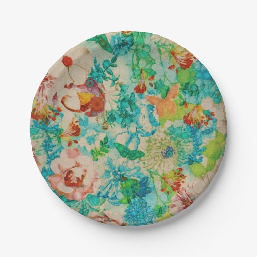  groene botanische zomertuin Rozen bloemen Papieren Bordje (Voorkant)