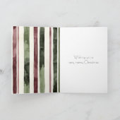 Groene Bourgogne Red Cream Stripes Kerstmis Kaart (Binnen)