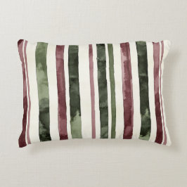 Groene Bourgogne Stripes Kerstmis Accent Kussen